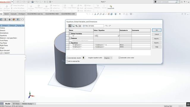 Solidworks Equation Tutorials | Equations & Relations Solidworks Tutorial |Global variable смотреть онлайн
