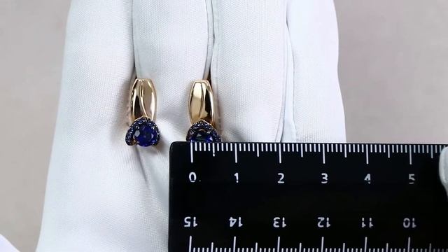 Золотые серьги КЮЗ Del'ta с кварцем и сапфировым корундом D324617 смотреть онлайн