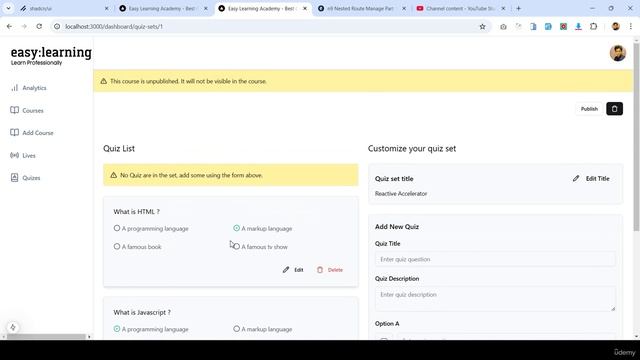 138 -Create Course Quiz Option Part 1 смотреть онлайн