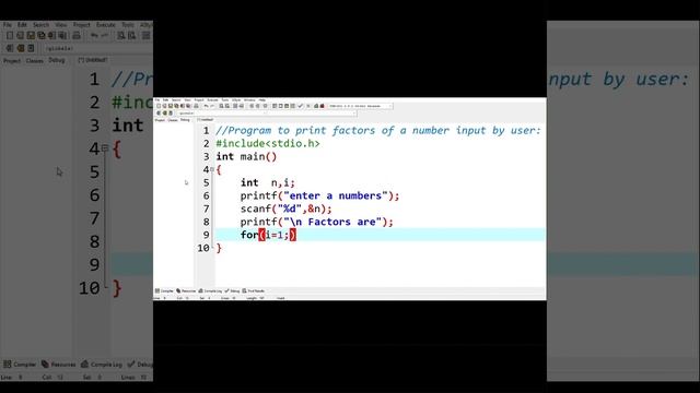 Program to print Factors of a number input by user in C Programming Language смотреть онлайн