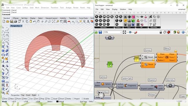 grasshopper surface tutorial - Surface Split смотреть онлайн