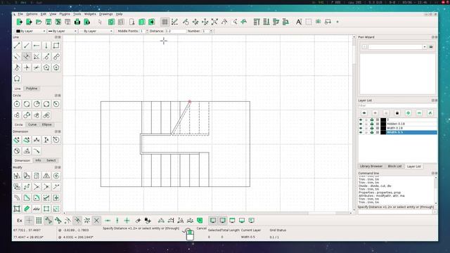 LibreCAD: drawing stairs in 2D CAD (floor plan) смотреть онлайн
