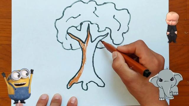 Bolalar uchun daraxt chizish oson/Easy Tree Drawing For kids/ Легкий рисунок дерева для детей смотреть онлайн