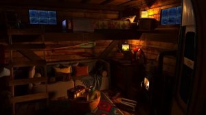 Зимняя атмосфера в уютном рыбацком домике — Метель и звуки камина