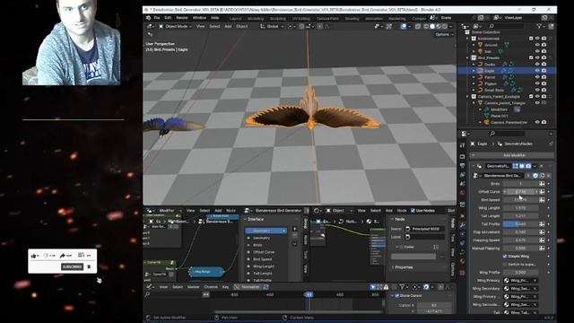 BLENDER ADDON REVIEW-Bird Generator Setup for Geometrynodes смотреть онлайн