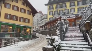 Снегопад в самых красивых горных деревнях Швейцарии - Расслабляющая прогулка