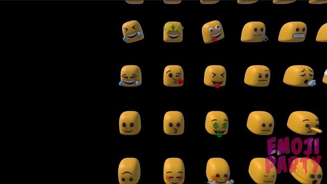 Emoji Party 3D asset flying through смотреть онлайн