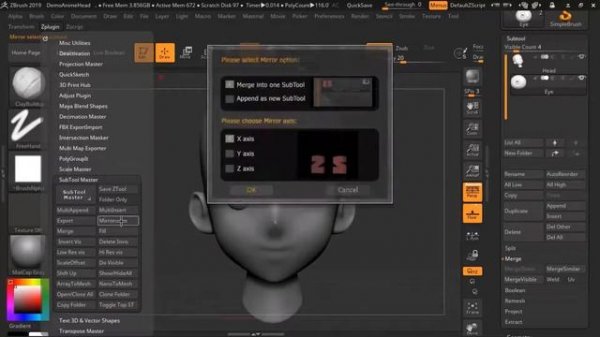 Mirror objects Zbrush