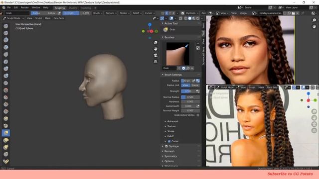 Character Sculpting and Retopology in Blender : Timelapse tutorial. (Muse: Zendaya) смотреть онлайн