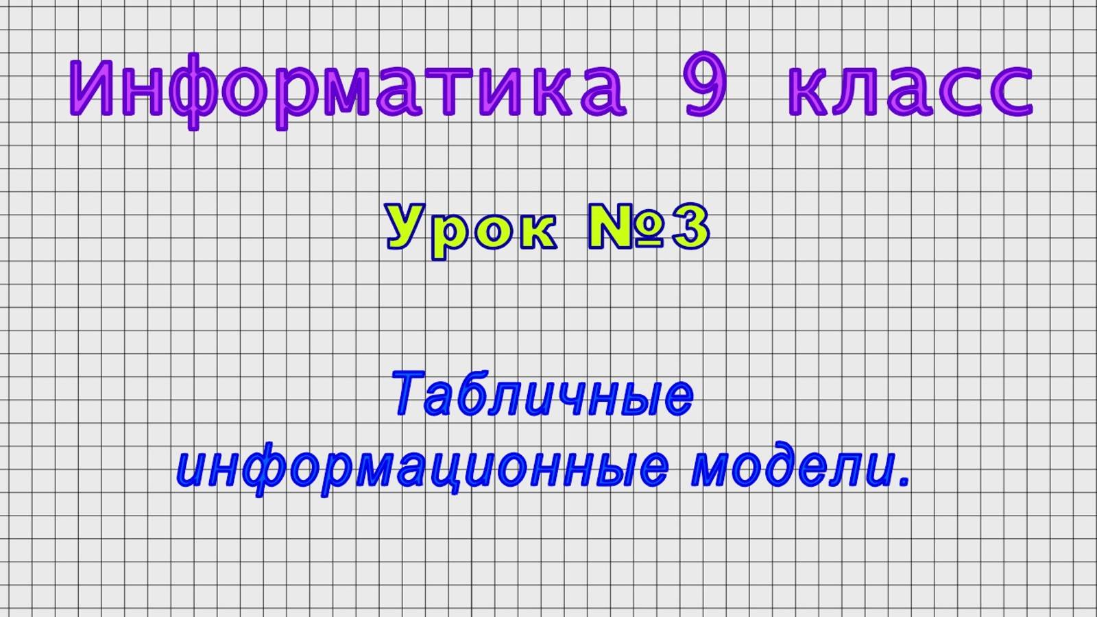 Информатика 9 класс (Урок№3 - Табличные информационные модели.) смотреть онлайн