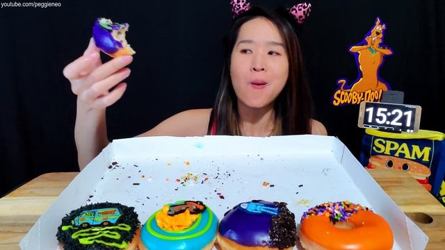 Eating A Dozen Krispy Kreme's NEW Scooby Doo Donuts! Halloween Doughnuts - Dessert Mukbang ASMR