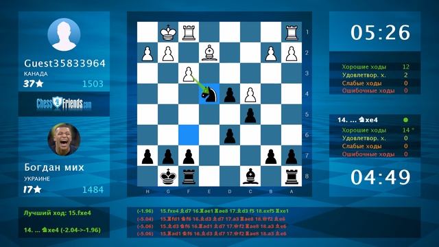 Chess Game Analysis: Guest35833964 - Богдан мих : 0-1 (By ChessFriends.com) смотреть онлайн