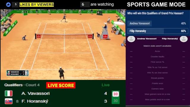 ANDREA VAVASSORI VS FILIP HORANSKY | Grand Prix Hassan 2022 | Live Score смотреть онлайн