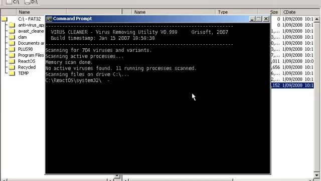 Vcleaner Running On Reactos Build 35786