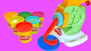 How to make Rainbow Play Doh | Играем в кухню и лепим цветные спагетти из пластилина Плей До | ASMR