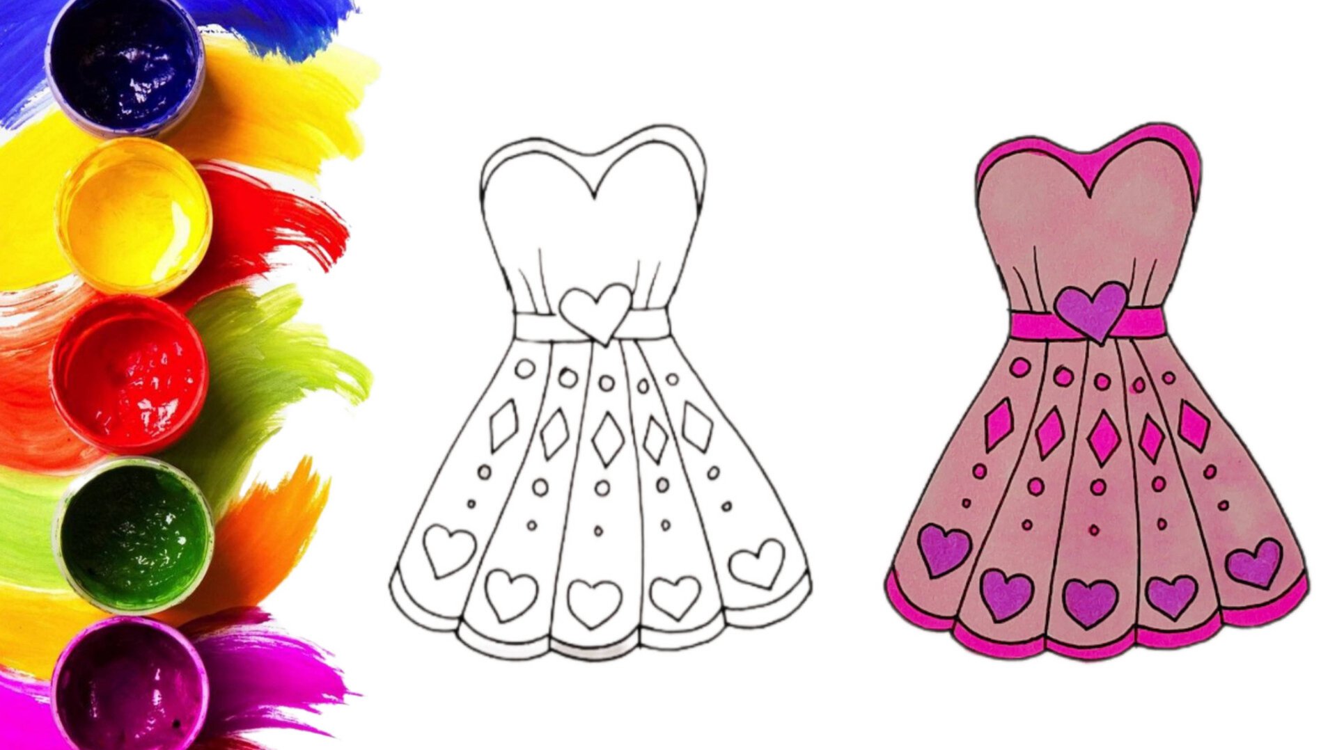 Как нарисовать и раскрасить платье для девочки/рисунки для срисовки смотреть онлайн