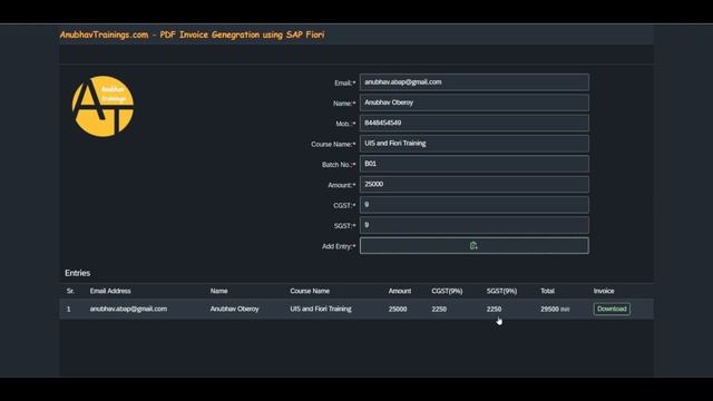 Generate PDF in SAP Fiori &UI5 | PDF Invoice generation in Fiori Apps | contact@anubhavtrainings.co смотреть онлайн