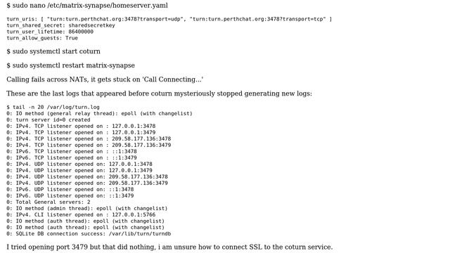 DevOps & SysAdmins: Matrix Synapse TURN Configuration Fails (2 Solutions!!)