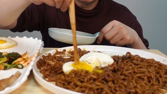 짜파게티 신상 먹방! 짜파게티 더 블랙 먹방! 파김치와 항정살💖Chapagetti Pork Jowl Green Onion Kimchi Mukbang