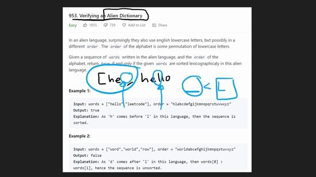 Leetcode 953: Verifying an Alien Dictionary (RU) смотреть онлайн