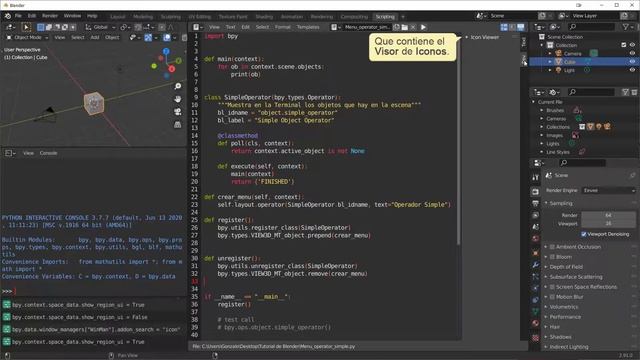 07.2 Tutorial de Scripting en Blender 2.9. Añadir iconos, el Icon Viewer (Visor de Iconos) смотреть онлайн