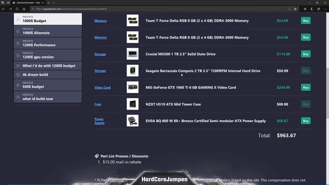 500$ to 1200$ PC budget builds! Recommended parts list. смотреть онлайн