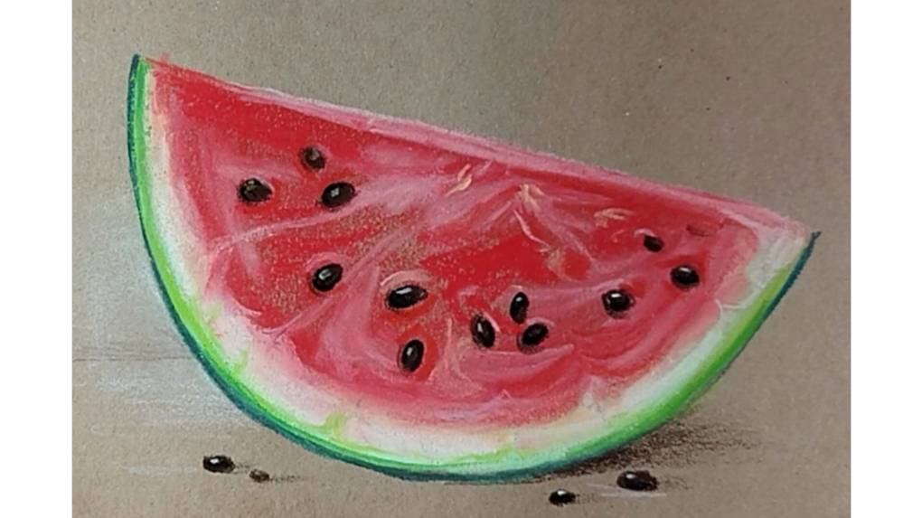 Как нарисовать арбуз пастелью. смотреть онлайн