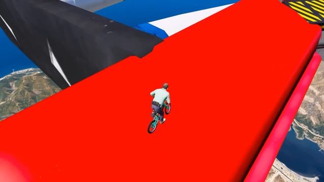 Motocross Bike BMX Sportcars More Vehicle GTA 5 Challenge Water Slides Ramp Spinner Shark Attack Mo