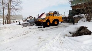 Т-40 и К-700 чистка снега