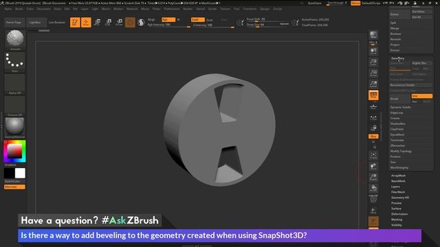 #AskZBrush: “Is there a way to add beveling to the geometry created when using SnapShot3D?” смотреть онлайн