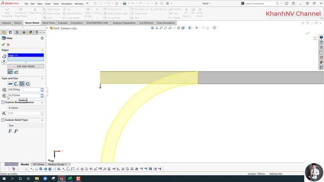 #67 Solidworks Sheet Metal. Lệnh Hem (Bài 05) / KhanhNV Channel смотреть онлайн