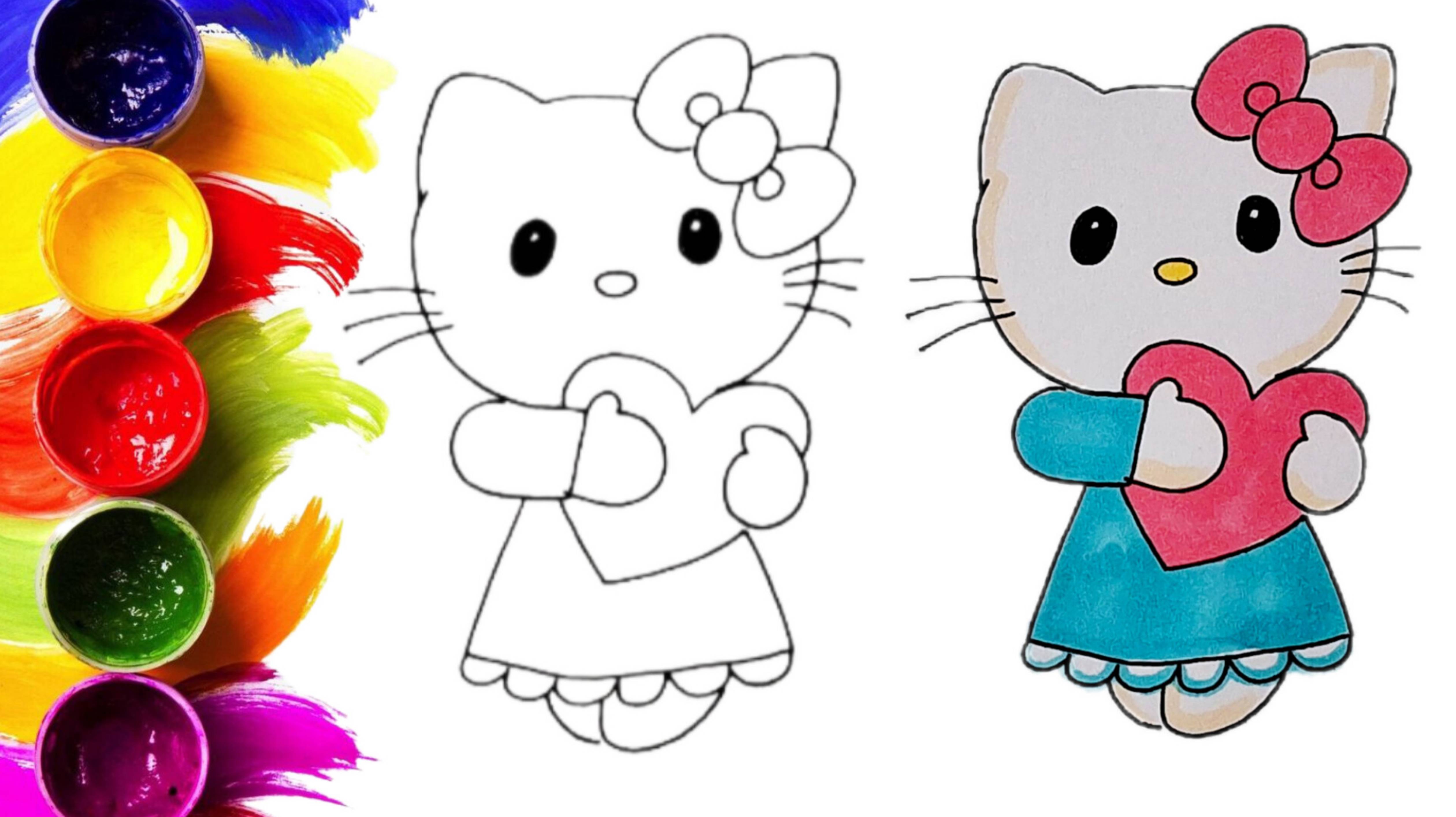 Рисуем и раскрашиваем Хелло Китти/простые рисунки для срисовки смотреть онлайн