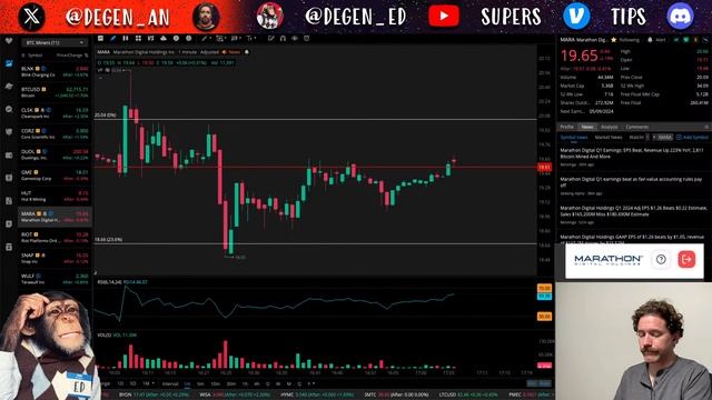 Marathon Digital And CleanSpark Earnings Stream