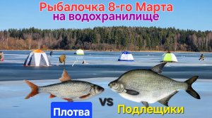 Жырная плотва и микро-лещики на рыхлом льду Рузского водохранилища 8 марта - СУПЕР РЫБАЛКА !!