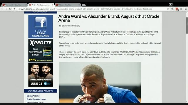 OFFICIAL ANDRE WARD VS ALEXANDER BRAND BEFORE SERGEY KOVALEV! 8/6/16 смотреть онлайн