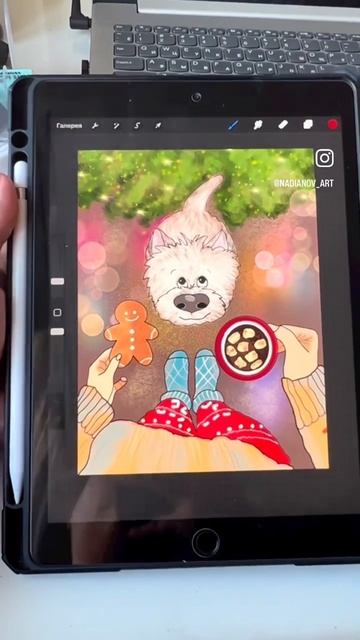 My Winter Illustration “Westie & Gingerbread Cookie 🍪😁