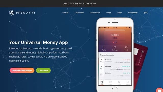 MONACO VISA® Card - дебетовая криптовалютная карта смотреть онлайн