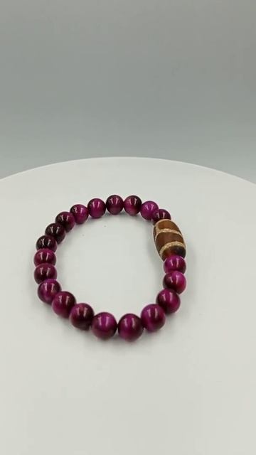 Черепаха бусина Дзи (браслет малиновый соколиный глаз)