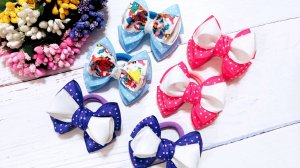 Красивые Маленькие бантики из лент на резинке для девочек. Мастер-класс своими руками.