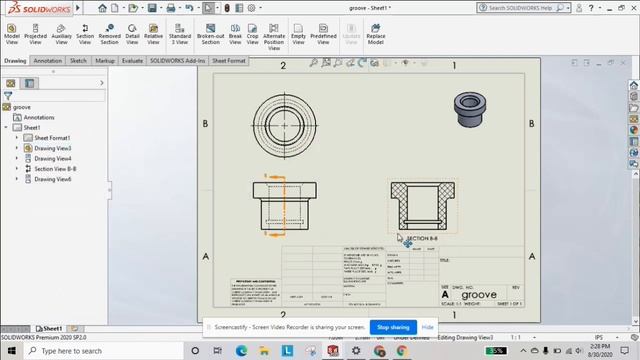 Section and Detailed Drawing Views in Solidworks смотреть онлайн