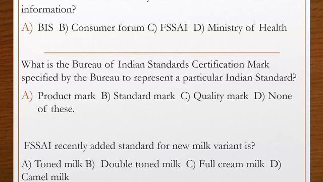 FSSAI IMPORTANT QUESTIONS смотреть онлайн