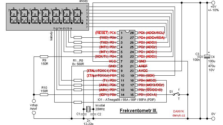 Частотомер (счетчик) 10 МГц III. с разрешением 0,000 001 Гц на Atmega88 смотреть онлайн