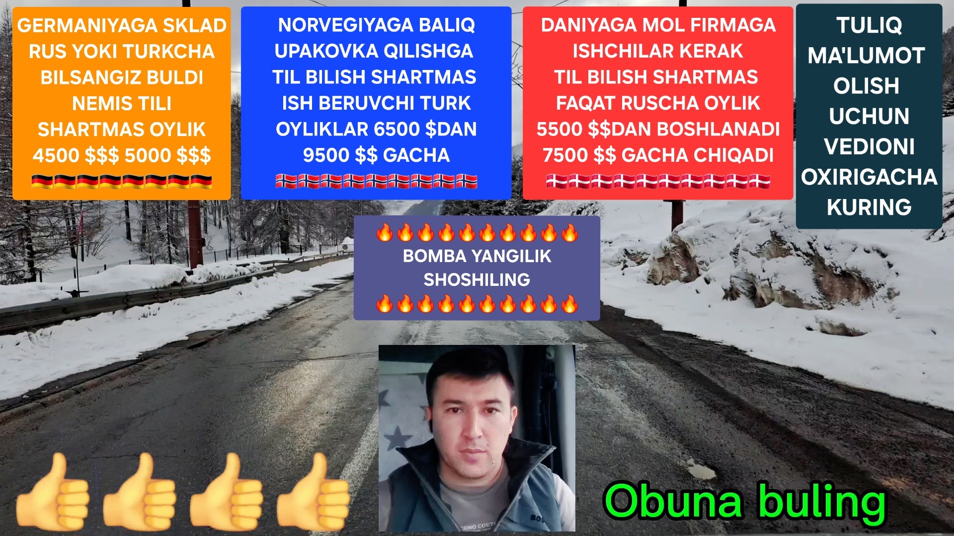 DANIYA GERMANIYA NORVEGIYA VA ANGLIYAGA ISHGA BORISH
