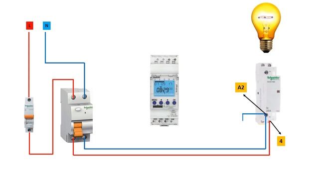 Connection diagram of Schneider ICT Single Phase Contactor with Timer смотреть онлайн