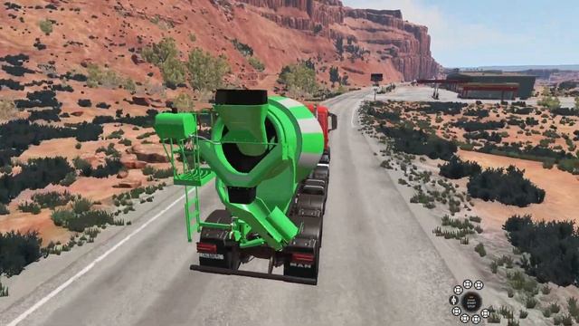 BeamNG.drive - Man TGS Euro 6 Semi Truck Off-Road Cement Mixer on Tourist Area Part1 смотреть онлайн