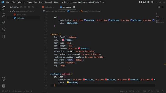 Animated Retro Glow Neon | HTML And CSS