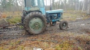 Т-40. По лесу с полной телегой.