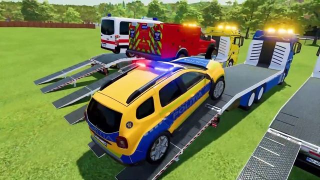 DACIA, CHEVROLET, DODGE, AUDI, VOLKSWAGEN ALL POLICE CARS TRANSPORTING WITH TRUCKS! FS2 e#282 смотреть онлайн
