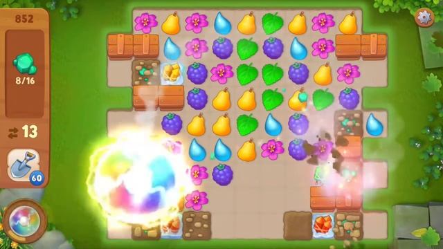 Gardenscapes Level 852 Walkthrough "No Boosters Used" смотреть онлайн