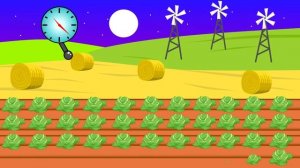 Green Combine Harvester and Tractor on a Big Farm - Animated Farm for Kids